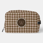 Bruin met Rose Goud Accent Houndstooth Toilettasje (Achterkant)