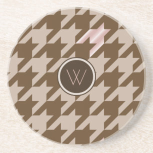 Bruin met Rose Goud Houndstooth Zandsteen Onderzet Onderzetter