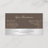 Bruin met zilverdecor en prachtige Rozen ventilato Visitekaartje (Achterkant)