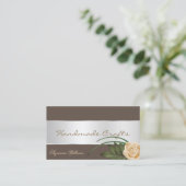 Bruin met zilverdecor en prachtige Rozen ventilato Visitekaartje (Staand voorkant)