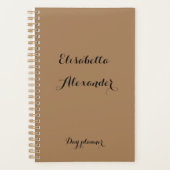 Bruin met zwarte tekstdagplanner en naamplaats. planner (Voorkant)