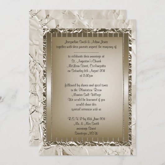 Bruin metalen elegante trouw uitnodiging briefpapi (Voorkant / Achterkant)