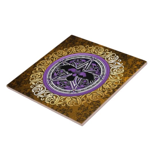  bruin middeleeuwse Witchcraft Ritual Offerte Tegeltje (Zijkant)