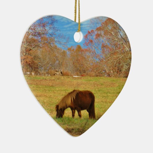 Bruin miniatuur Pony Keramisch Ornament (Rechts)