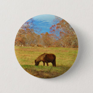 Bruin miniatuur Pony Ronde Button 5,7 Cm