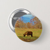 Bruin miniatuur Pony Ronde Button 5,7 Cm (Voorkant /achterkant)