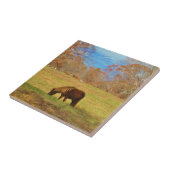 Bruin miniatuur Pony Tegeltje (Zijkant)