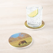 Bruin miniatuur Pony Zandsteen Onderzetter (Zijkant)