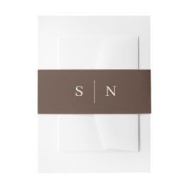 Bruin Minimaal en Chic | Monogram Uitnodigingen Wikkel