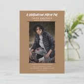 Bruin minimale fotografie foto afstudeerfeest kaart (Staand voorkant)