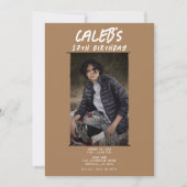 Bruin minimale fotografie foto verjaardagsfeestje kaart (Voorkant)