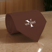 Bruin Minimalist Monogrammed Stropdas