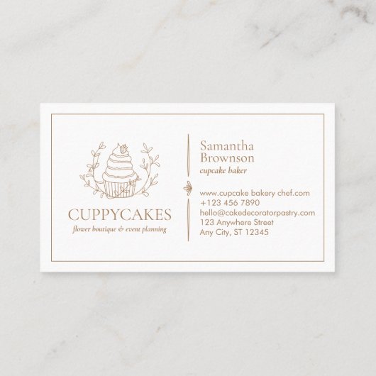 Bruin-minimalistisch aardbeienbrood visitekaartje (Achterkant)