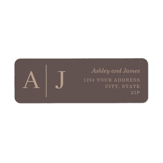 Bruin Minimalistisch Bruiloft Retouradres Label (Voorkant)