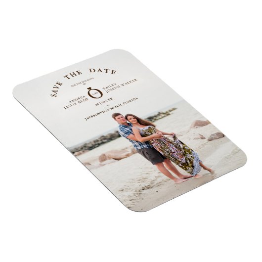 Bruin minimalistisch Eenvoudig aangepast fotohuwel Magneet (Rechterzijde)