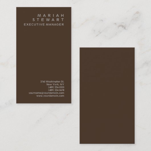 Bruin minimalistisch elegant gesofisticeerd modern visitekaartje (Voorkant / Achterkant)