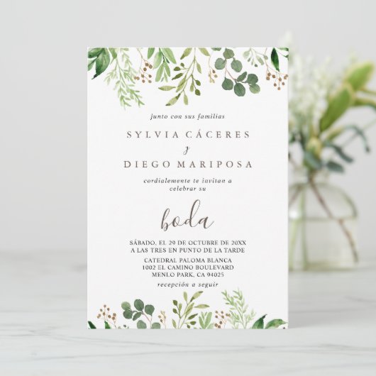 Bruin-minimalistisch groen lederen het Boda Weddin Kaart (Staand voorkant)