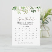Bruin minimalistisch groen lef bespaart de kalende save the date (Staand voorkant)