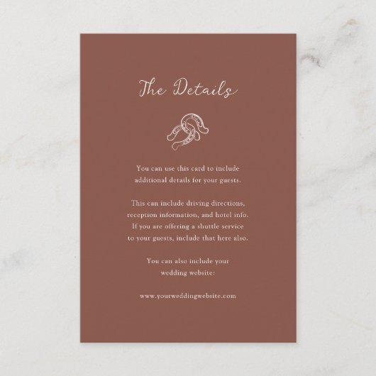 Bruin minimalistisch Hoefijzer bruiloft | Gastgege Informatiekaartje (Voorkant)