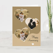 Bruin Minimalistisch Jubileum Fotocollage Gevouwen Kaart (Voorkant)