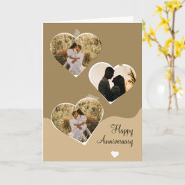 Bruin Minimalistisch Jubileum Fotocollage Gevouwen Kaart