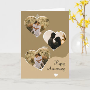 Bruin Minimalistisch Jubileum Fotocollage Gevouwen Kaart