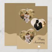 Bruin Minimalistisch Jubileum Fotocollage Kaart (Voorkant / Achterkant)