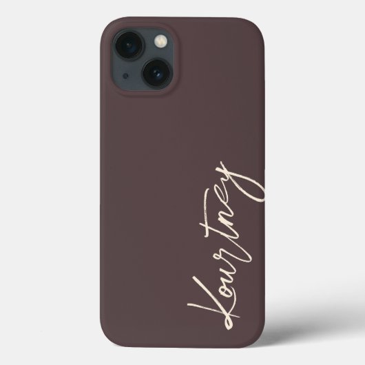 Bruin Minimalistisch Script Naam Persoonlijk  Case-Mate iPhone Case (Achterkant)