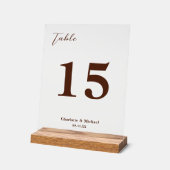 Bruin Minimalistisch Trouwtafel Nummer Acryl Bord (Hoek)