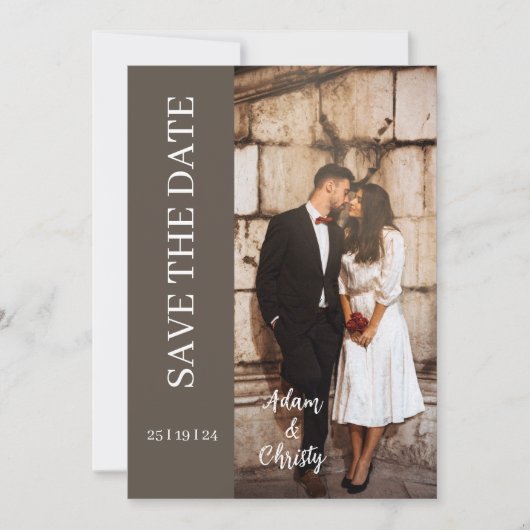 Bruin Minimalistisch Zwart Foto Gepersonaliseerde  Kaart (Voorkant)