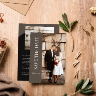 Bruin Minimalistisch Zwart Foto Gepersonaliseerde Kaart