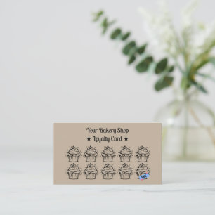 Bruin Minimalistische Cupcakes Bakkerij Loyaliteit Klantenkaartje