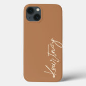 Bruin-minimalistische scriptnaam Aangepast Hoesje- Case-Mate iPhone Case (Achterkant)