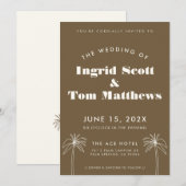 Bruin minimalistische tropen bruiloft kaart (Voorkant / Achterkant)