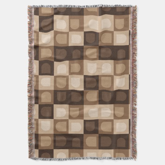 Bruin Modern Boho Arch geometrisch Azteeks patroon Deken (Voorkant Verticaal)