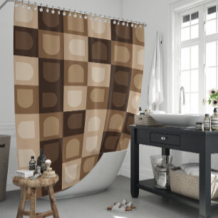 Bruin Modern Boho Arch geometrisch Azteeks patroon Douchegordijn