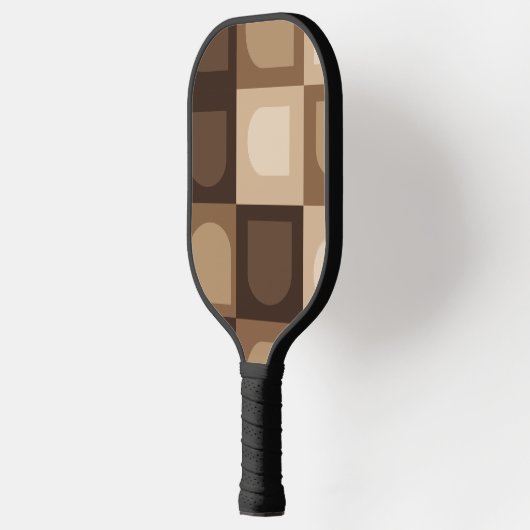 Bruin Modern Boho Arch geometrisch Azteeks patroon Pickleball Paddle (Links)