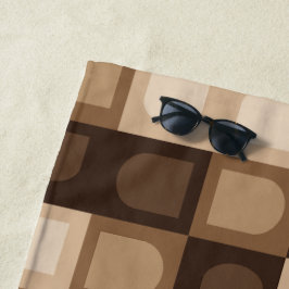 Bruin Modern Boho Arch geometrisch Azteeks patroon Strandlaken