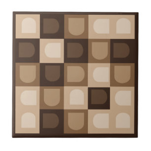 Bruin Modern Boho Arch geometrisch Azteeks patroon Tegeltje