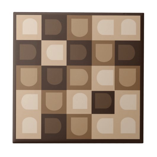 Bruin Modern Boho Arch geometrisch Azteeks patroon Tegeltje (Voorkant)