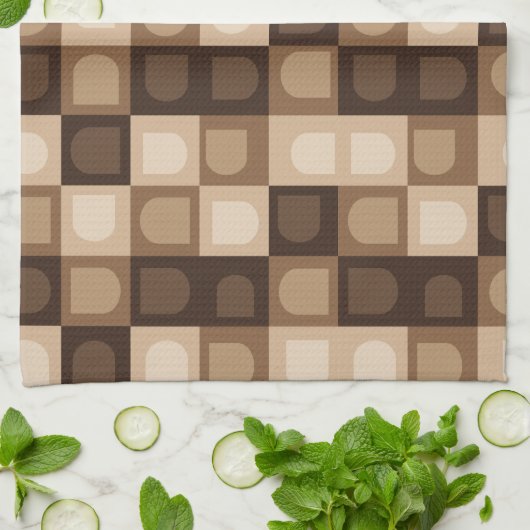 Bruin Modern Boho Arch geometrisch Azteeks patroon Theedoek (Gevouwen)