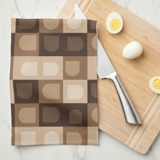 Bruin Modern Boho Arch geometrisch Azteeks patroon Theedoek (Quarter Fold)