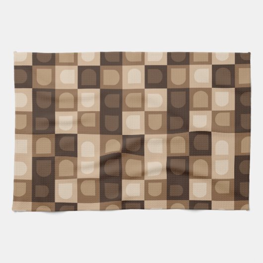 Bruin Modern Boho Arch geometrisch Azteeks patroon Theedoek (Horizontaal)