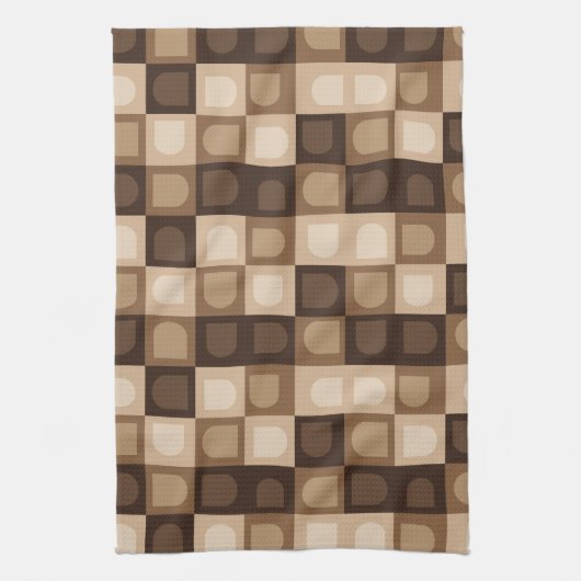 Bruin Modern Boho Arch geometrisch Azteeks patroon Theedoek (Verticaal)