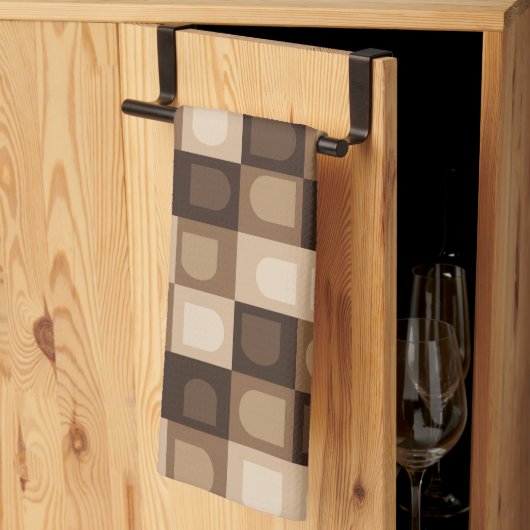 Bruin Modern Boho Arch geometrisch Azteeks patroon Theedoek (Derde Gevouwen)