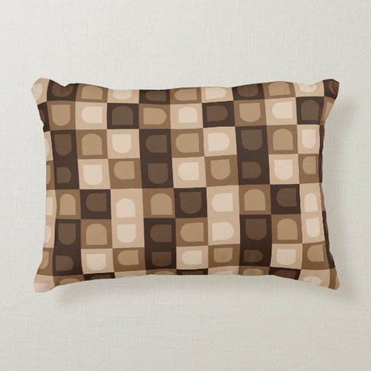 Bruin Modern Boho Boog Geometrisch Azteeks Patroon Accent Kussen (Voorkant)
