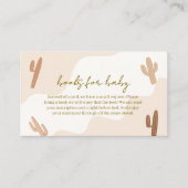 Bruin Modern Boho Cactus Boeken voor Baby shower Informatiekaartje (Voorkant)