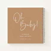 Bruin Modern Boho Genderneutraal Baby shower Gast Notitieboek (Achterkant)