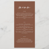 Bruin modern eenvoudig elegant script bruiloft menu (Voorkant)