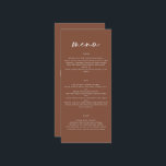 Bruin modern eenvoudig elegant script bruiloft menu<br><div class="desc">Modern eenvoudig elegant natuurlijk bruin huwelijksmenu. Modern schoon ontwerp. Script tekst.</div>